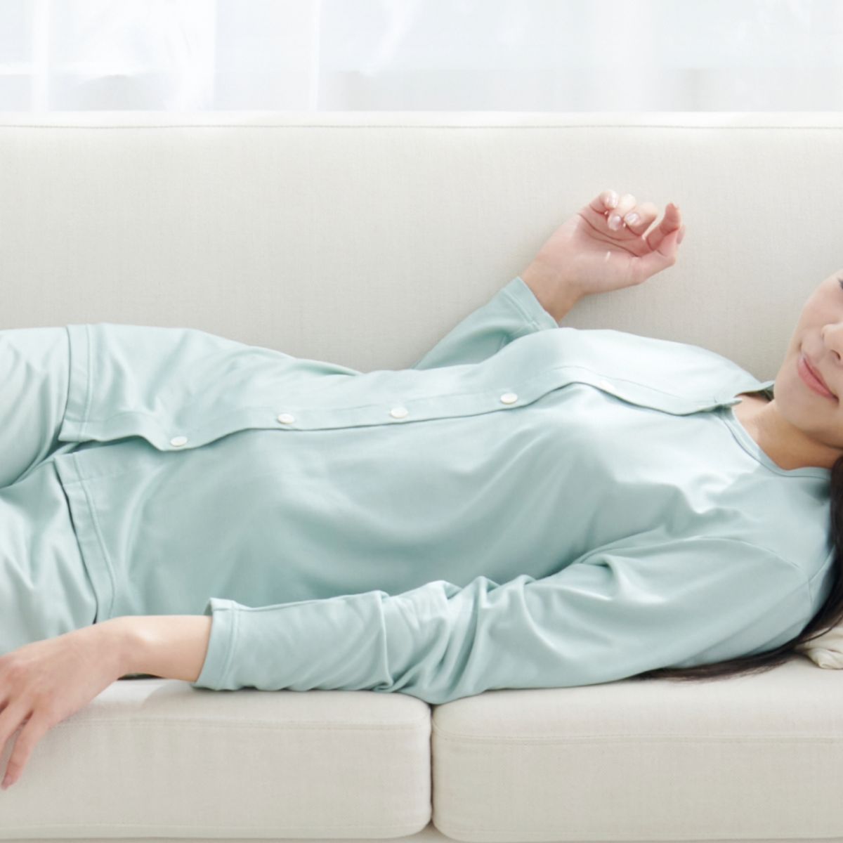 ベネクス リカバリーウェア コンフォートクール ロングスリーブ フロント オープン レディース  ミント