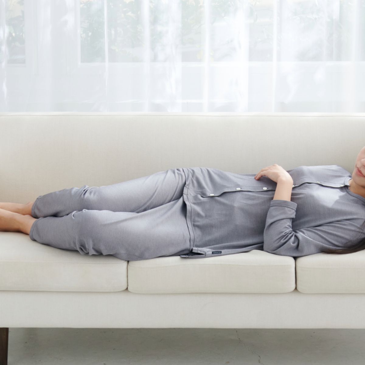 ベネクス リカバリーウェア コンフォートクール 上下セット ロングスリーブ フロント オープン ロングテーパードパンツ レディース グレー