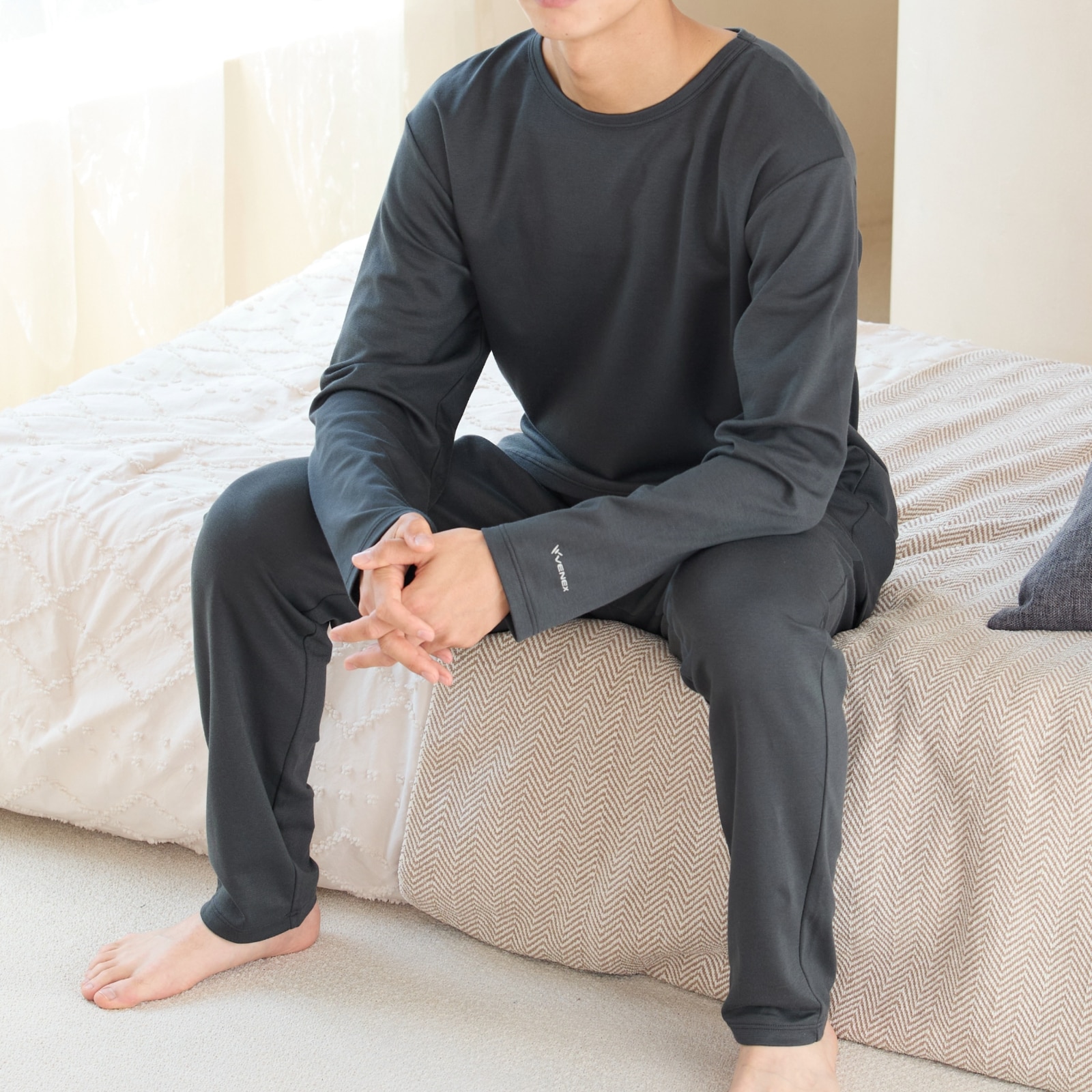 ベネクス リカバリーウェア コンフォートポンチ セットアップ メンズ ダークグレー