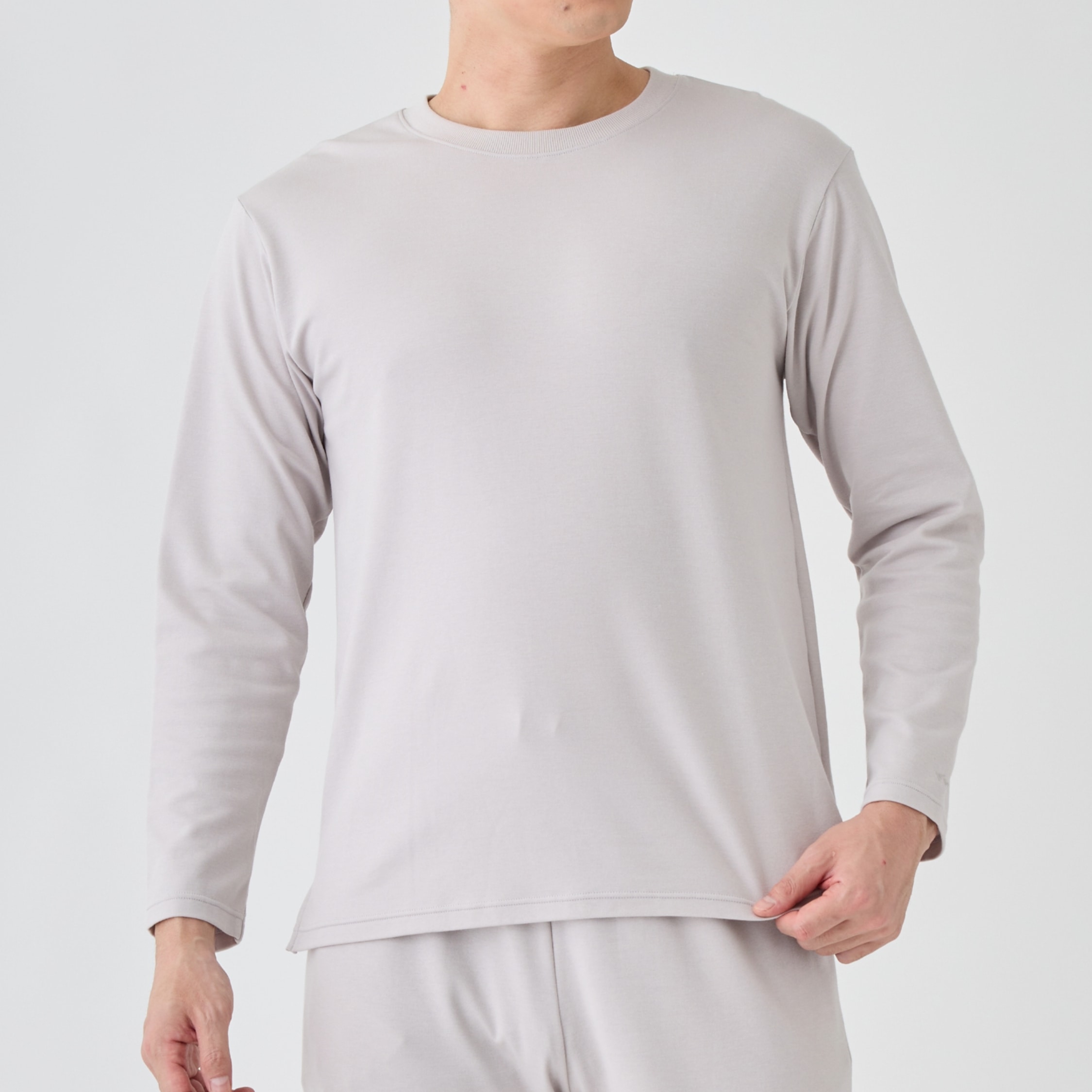 ベネクス リカバリーウェア コンフォートタッチ クルーネック 長袖  メンズ ライトグレー