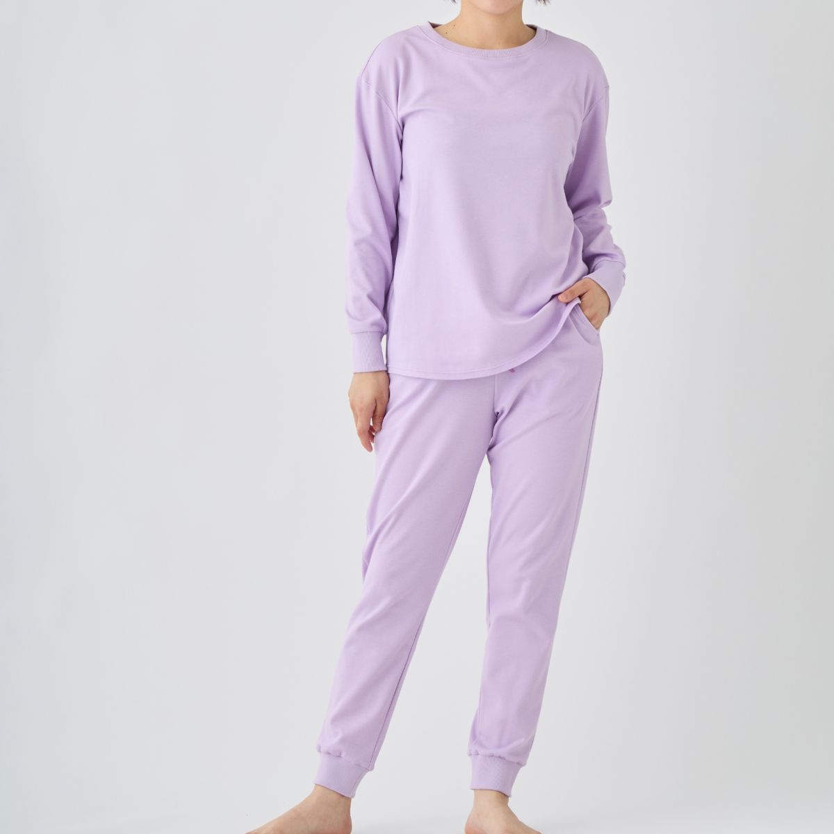 ベネクス リカバリーウェア コンフォートタッチ クルーネック 長袖 ジョガーパンツ 上下セット レディース ラベンダー