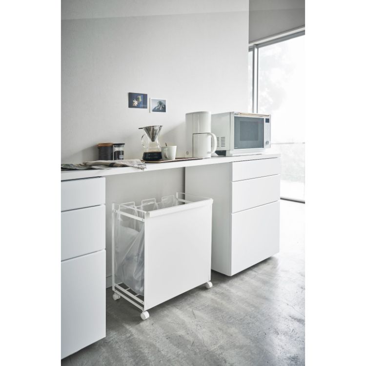 目隠し分別ダストワゴン　タワー　３分別　　ホワイト