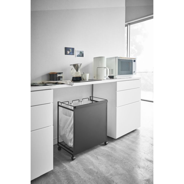 目隠し分別ダストワゴン　タワー　３分別　　ブラック