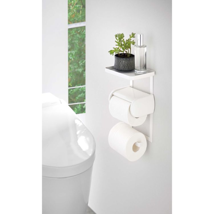 トイレットペーパーホルダー上ラック　２段　タワー　ホワイト