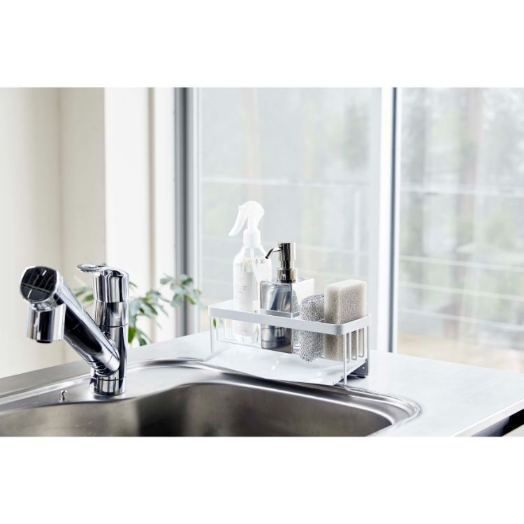 水が流れるスポンジ＆ボトルホルダー　タワー　ホワイト