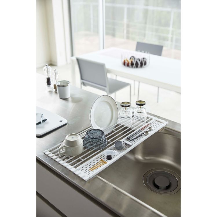 折り畳み水切り　タワー　　シリコーントレー付き　Ｌ　ホワイト