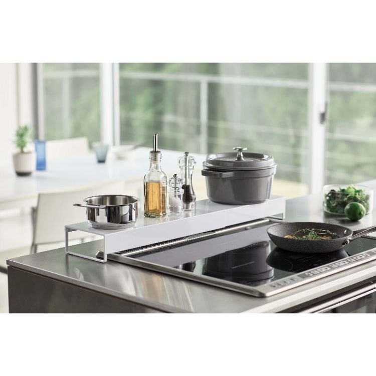 奥行ワイド棚付き伸縮排気口カバー　タワー　ホワイト