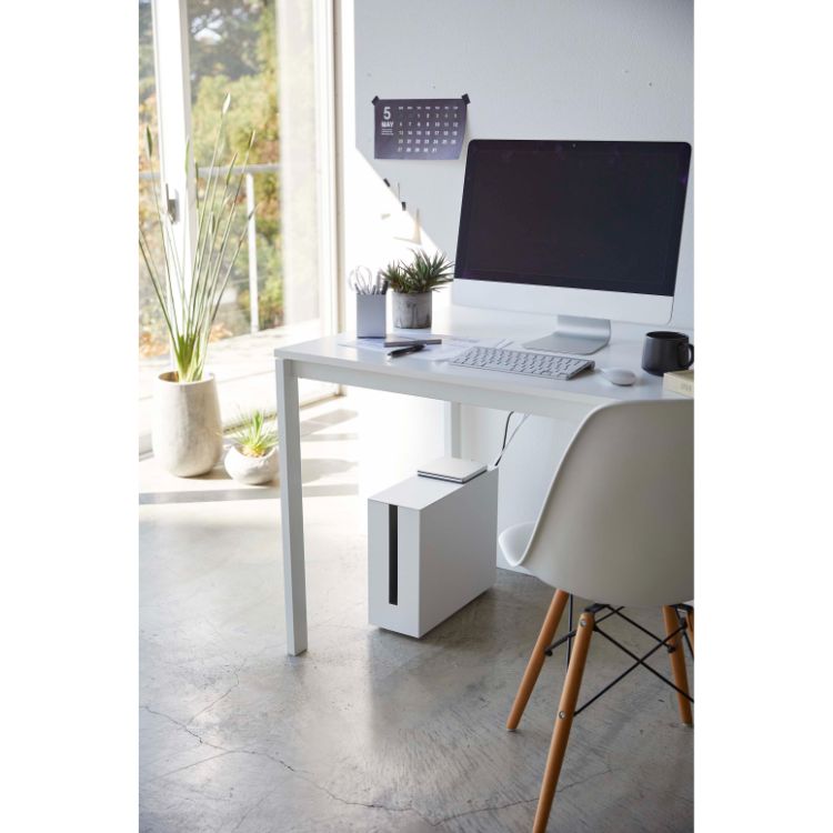 キャスター付きケーブル収納ラック　タワー　ホワイト