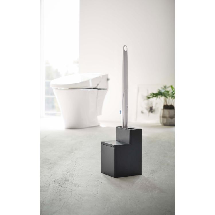 替えブラシ収納付き流せるトイレブラシスタンド　タワー　ブラック