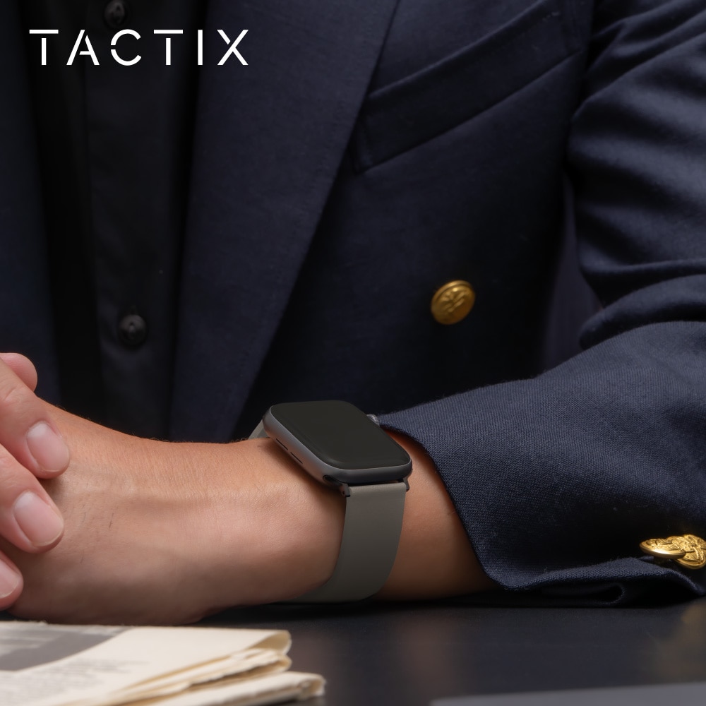 Apple Watch (42／44／45／46／49mm)用 ジェニュインレザーループ グレー TACTIX（タクトナイン）