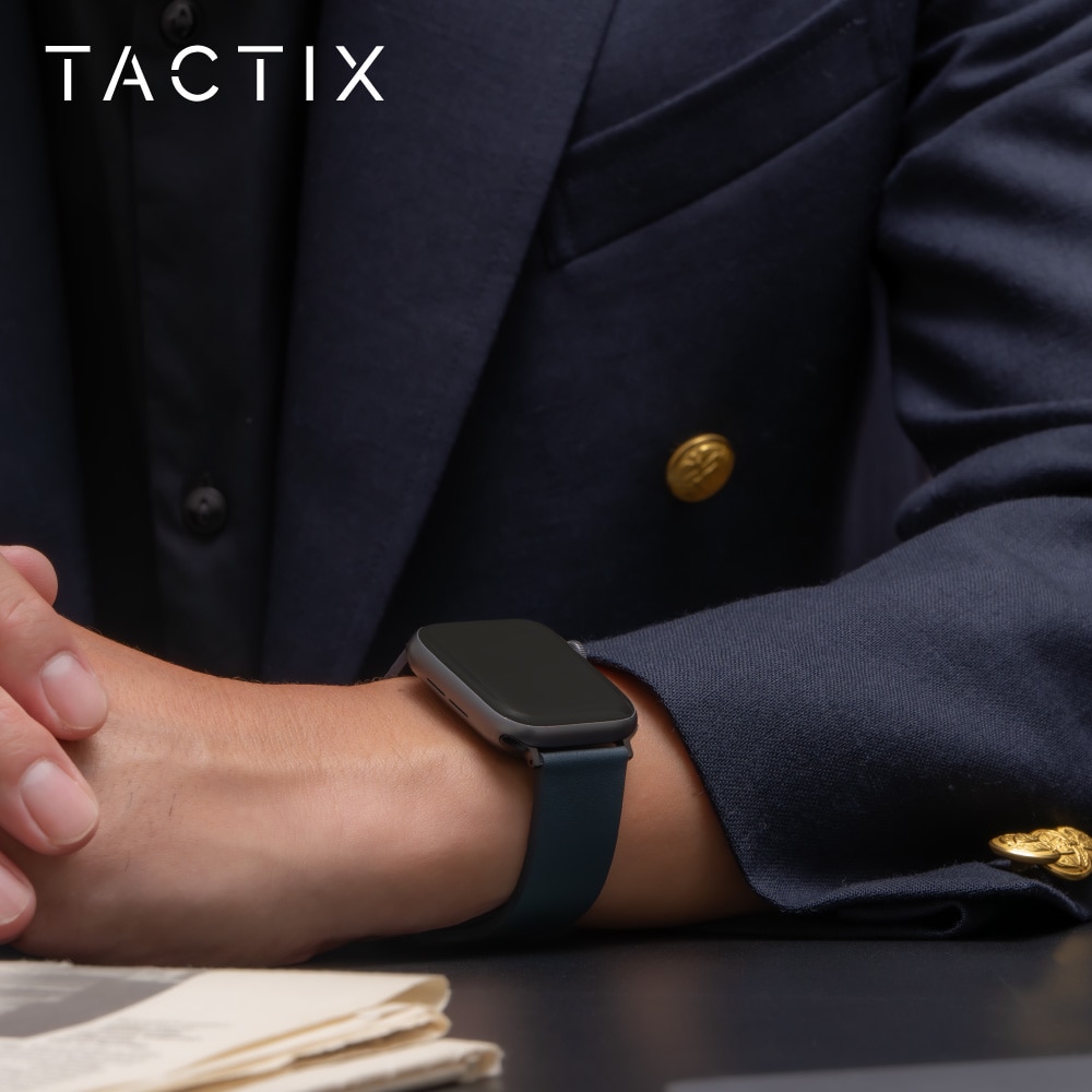 Apple Watch (42／44／45／46／49mm)用 ジェニュインレザーループ ネイビー TACTIX（タクトナイン）
