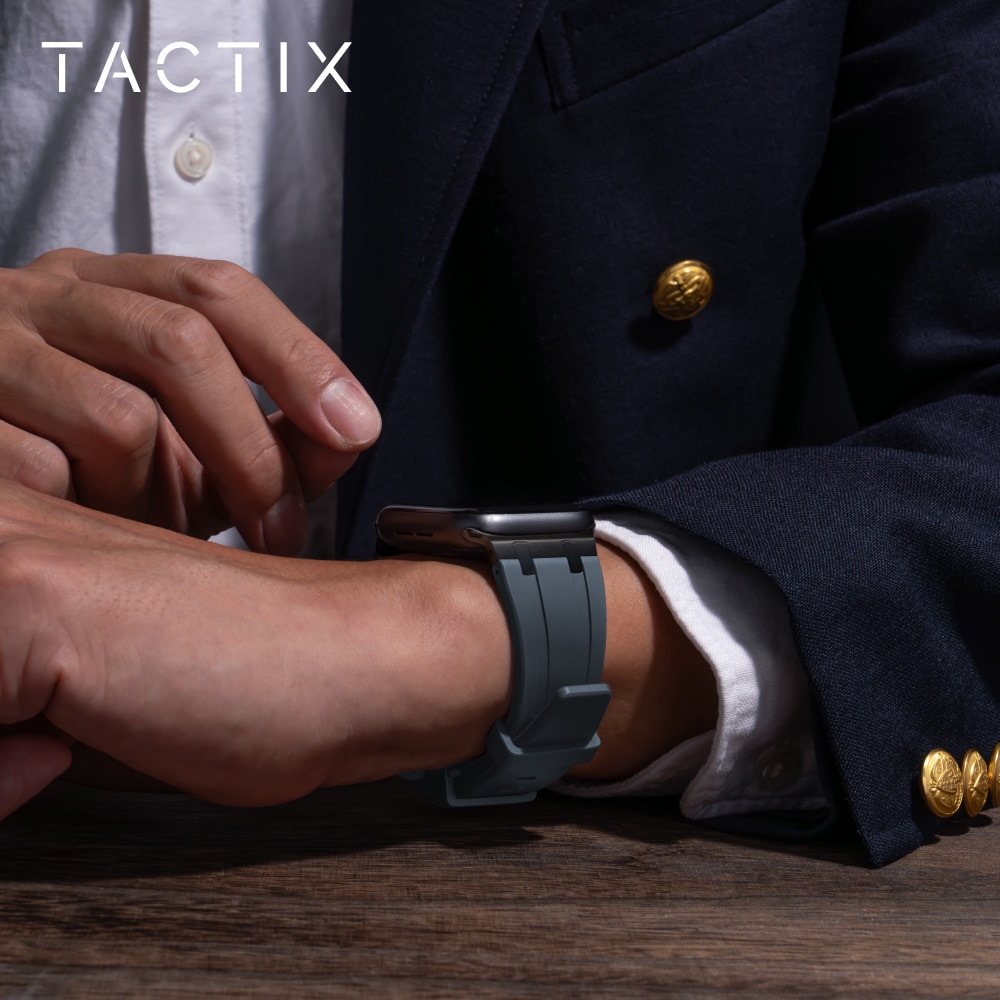 Apple Watch（42／44／45／46／49mm）用 タクティカルシリコンラバーバンド ブルーグレー TACTIX（タクトナイン）