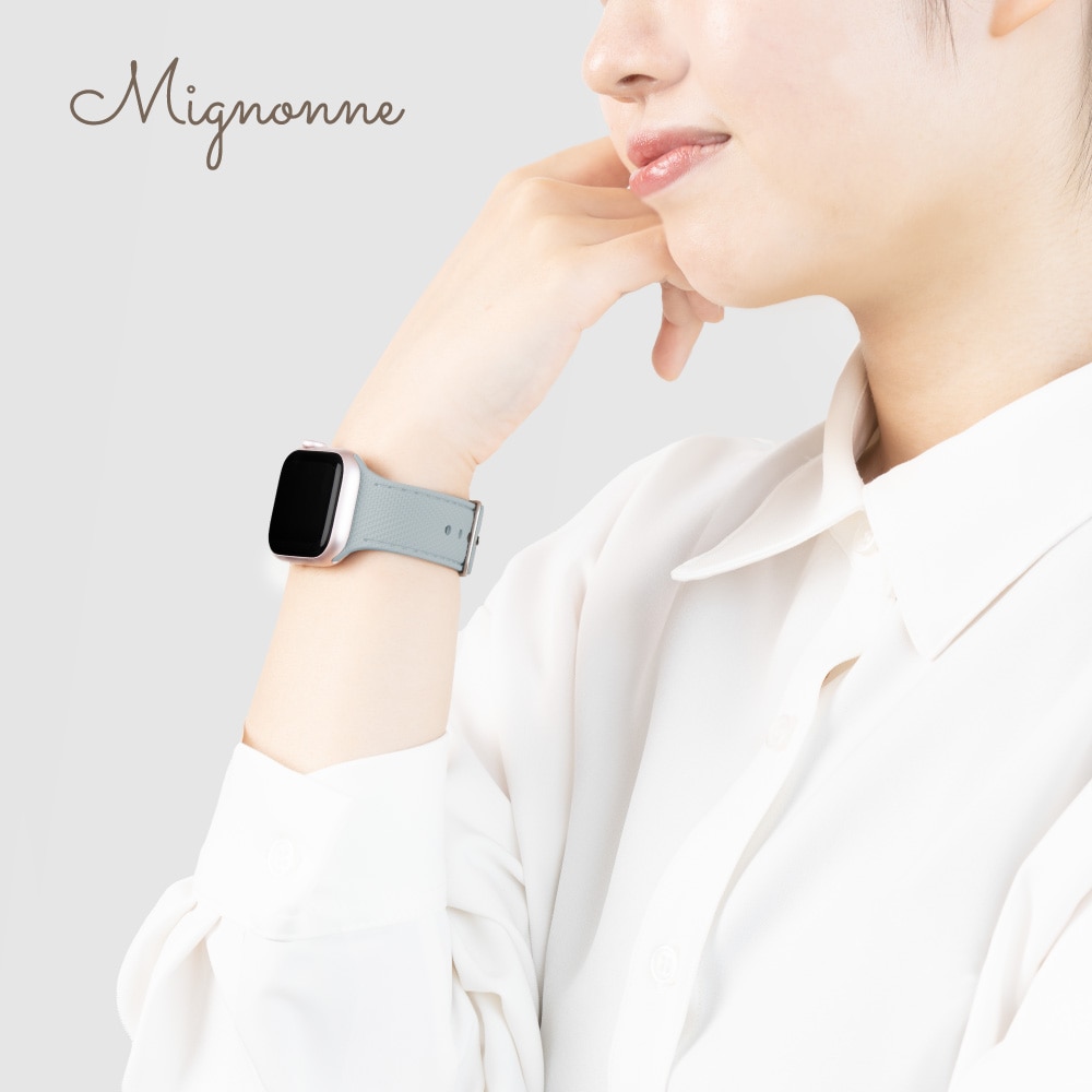 Apple Watch（38／40／41／42mm）用 レザーライクシリコンバンド ベイビーブルー Mignonne（ミニョン）
