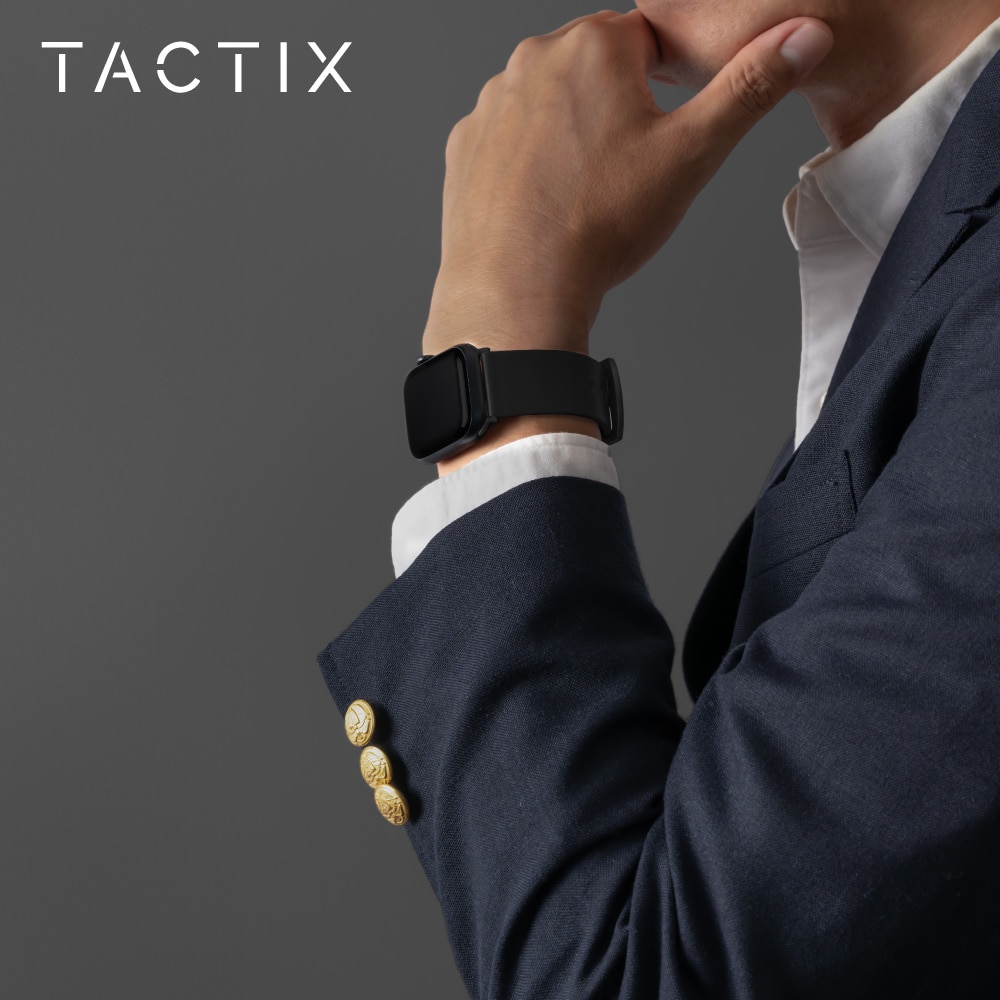 Apple Watch (38／40／41／42mm)用 ジェニュインレザーループ ブラック TACTIX（タクトナイン）