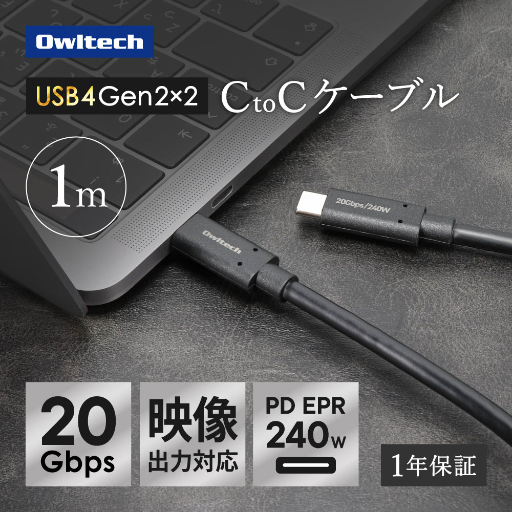高速転送 USB Type-C to USB Type-Cケーブル 1m 最大20Gbps／PD240W充電