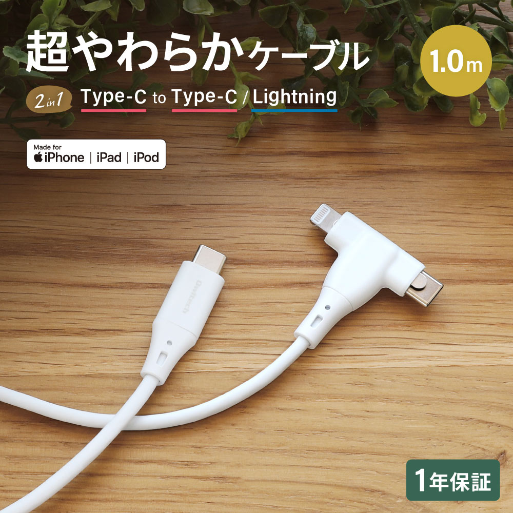 Type-C to Type-C ／ Lightning 2in1ケーブル 1m