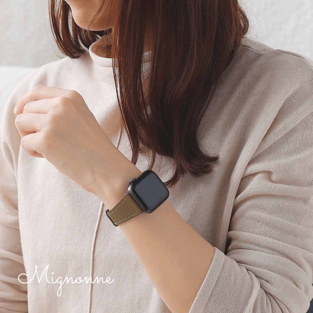 Apple Watch (38／40／41／42mm)用 スリムイタリアンレザーバンド トープ Mignonne(ミニョン)