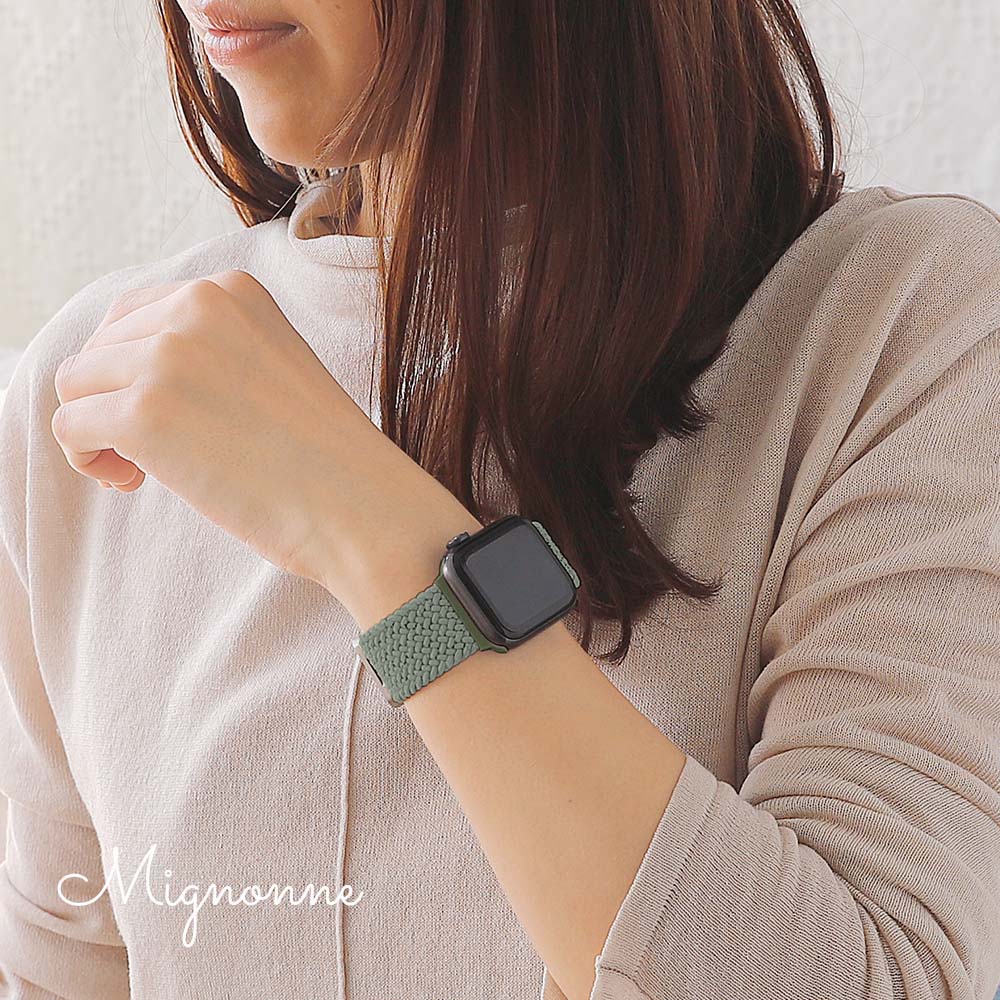 Apple Watch (38／40／41／42mm)用 マグネティックループ セージグリーン ニュアンスカラー Mignonne(ミニョン)