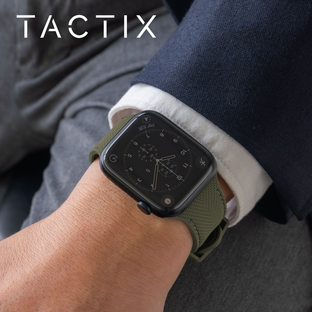 Apple Watch (42／44／45／46／49mm)用 レザーライクシリコンバンド ダークセージ TACTIX(タクトナイン)