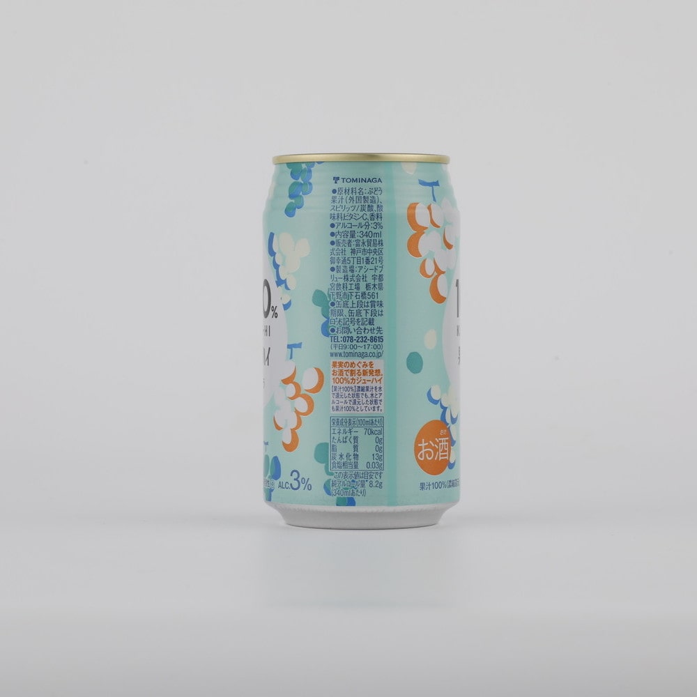 富永貿易 100%カジューハイ 白ぶどう 340ml×24本【ケース販売】