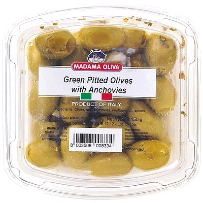 イタリア マダマ・オリマダマアンチョビグリーンオリーブ 150g