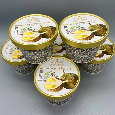 【お取り寄せ】【W】かをり果樹園 ドリアンアイスクリームココナッツミルク 6個 | 沖縄・離島配送不可