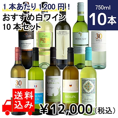 送料込み】1本あたり1,200円！おすすめ白ワイン10本セット 750ml×10本