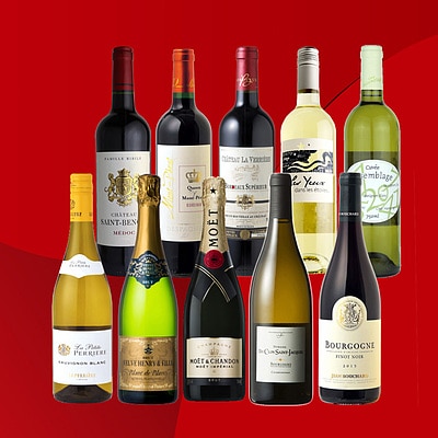 【在庫限り】1本あたり1,890円!モエ・エ・シャンドン ブリュットが入った、フランス産 赤・白・スパークリングワイン10本セット