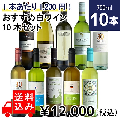 送料込み】1本あたり1,200円！おすすめ白ワイン10本セット 750ml×10本