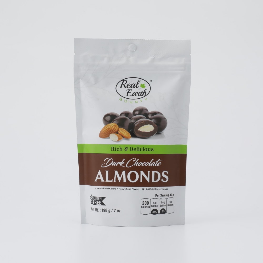 休＿リアルアース ダークチョコレートアーモンド 198g