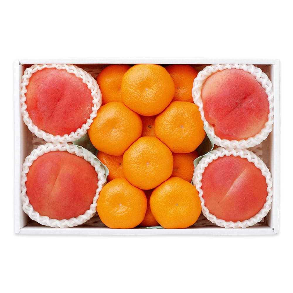 【お中元】【WNF】山梨県産 桃4玉入(約1.0kg)・佐賀県産 温室みかん 約1.0kg(Sサイズ)詰合せ | 着日指定不可 / 沖縄・離島配送不可 / 7月上旬より順次お届け