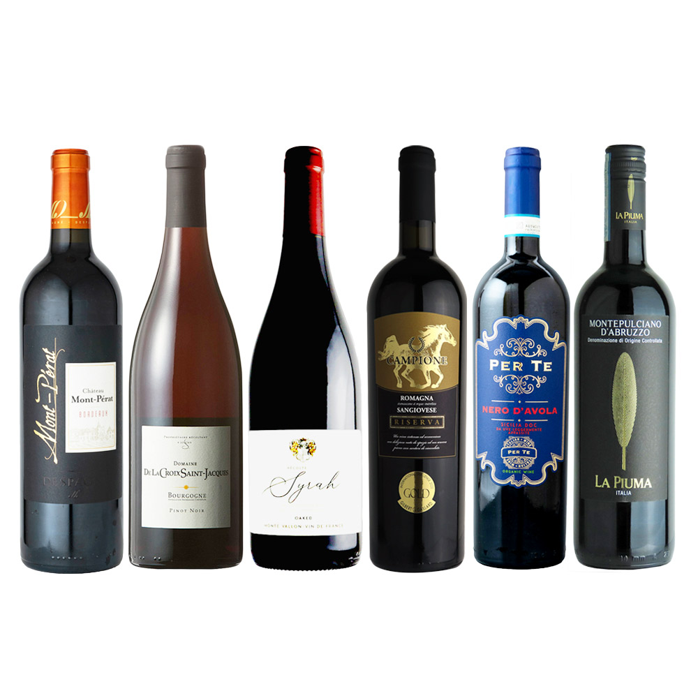 【送料込み】フランス＆イタリアのブドウ品種別ワインセット 6本セット