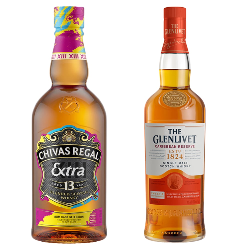 【送料込み】スコッチウイスキー シーバスリーガル 13年 エクストラ ラムカスクフィニッシュ&ザ・グレンリベット カリビアンリザーブ 2本セット