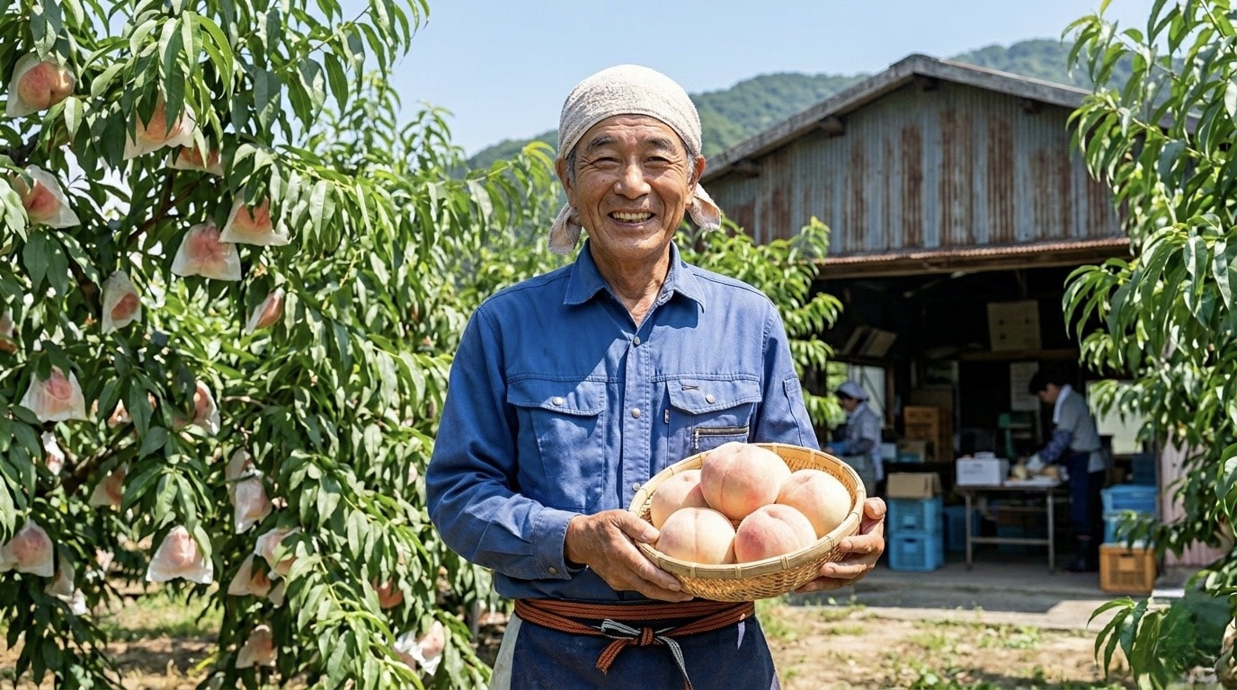 岡山県産清水白桃最高等級ロイヤル4㎏箱8～14玉入り送料無料［悠建商事株式会社］ 宅配