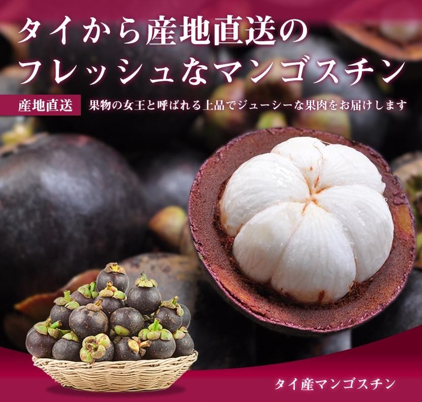 タイ産マンゴスチン 約 2Kg (20 個 ～ 28個入り) JALUXマンゴスチン 6/4-6頃お届け(タイからJAL便で産地直送) 宅配 マンゴスチン約 2Kg (20 個 ～ 28個入り)