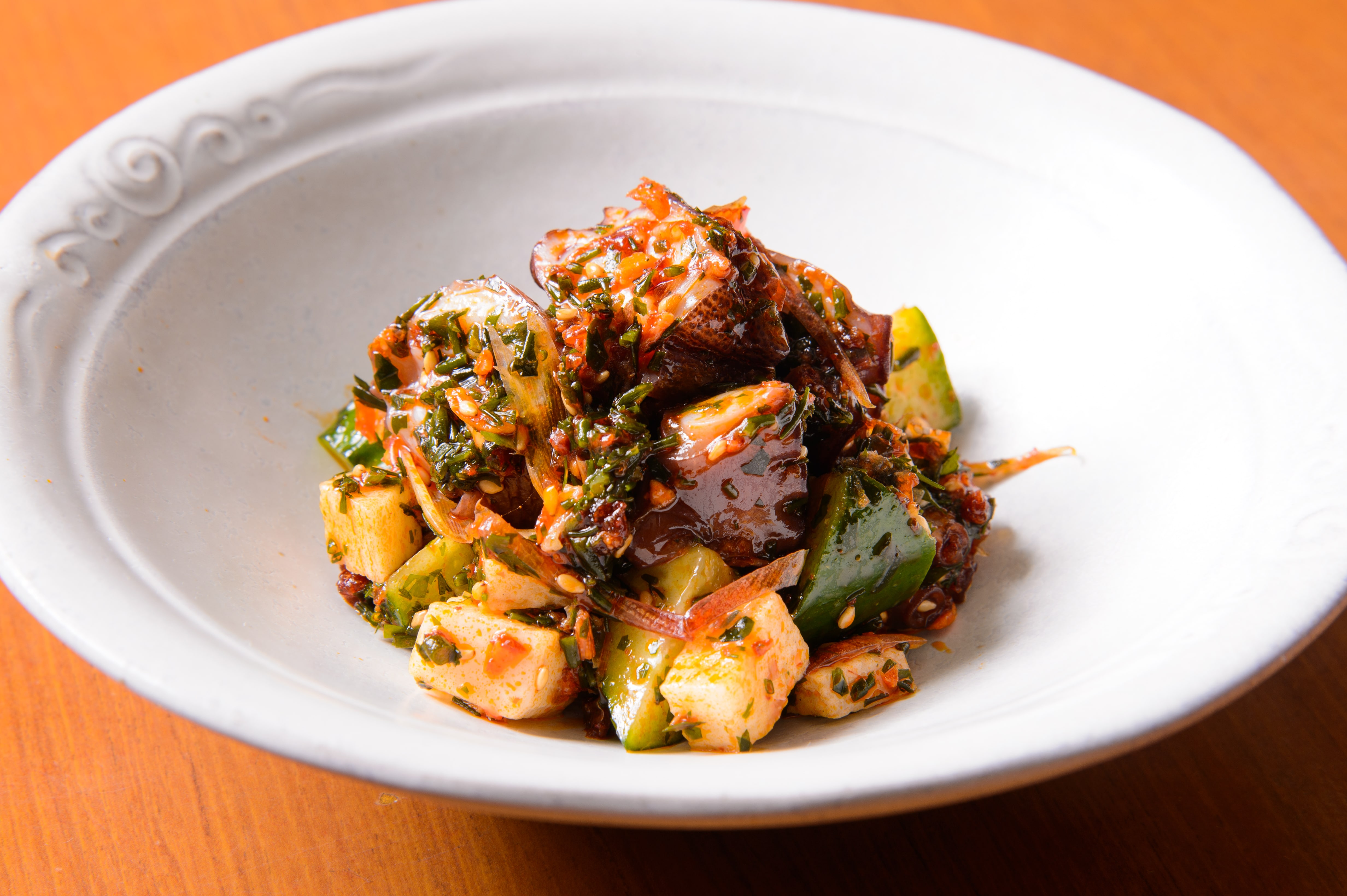 あかもくとたこときゅうりの中華風和え物