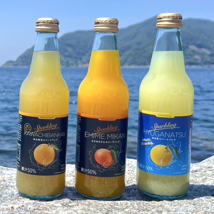 媛一スパークリング(340ml)ｘ6本セット_温州みかん・河内晩柑・日向夏　愛媛柑橘をスカッと！「小林果園」