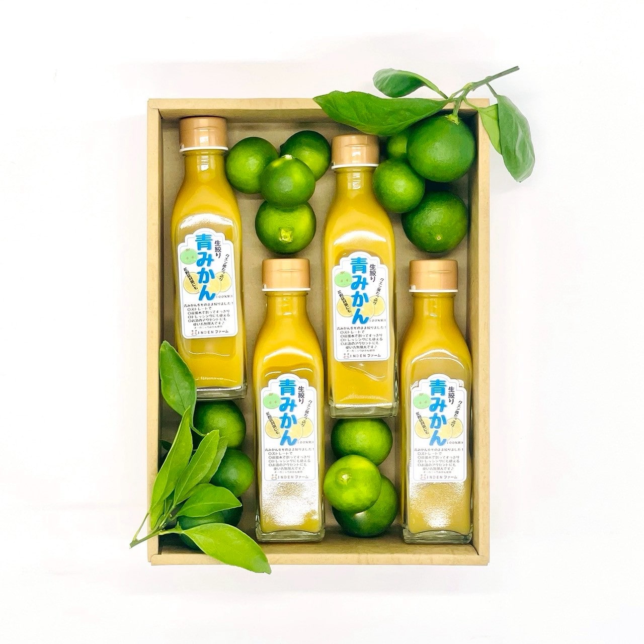 化学農薬不使用　青みかん果汁　100%（甘酸っぱい！）4本セット〔INDENファーム株式会社〕