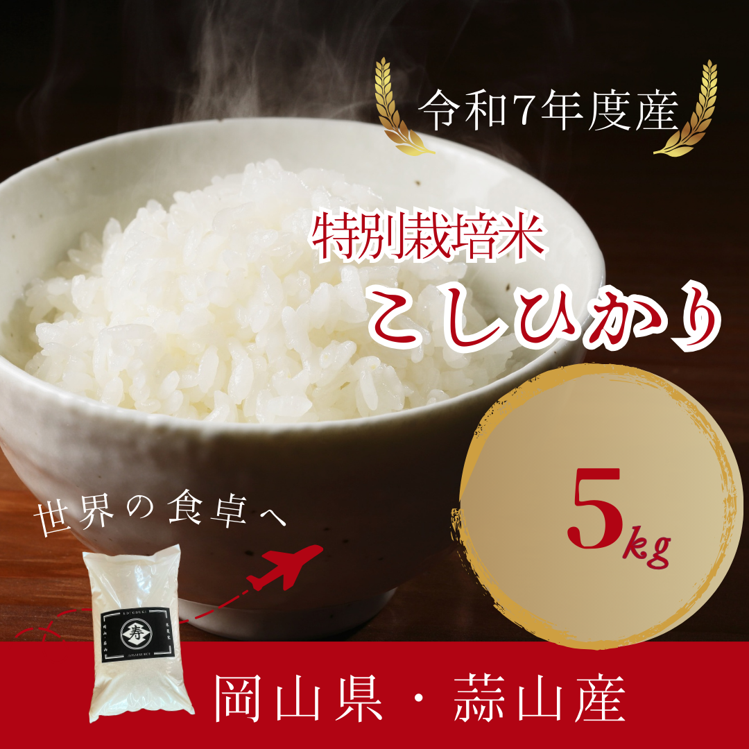 【R7年産】コシヒカリ5kg 岡山・蒜山産 大山湧き水で育てた特別栽培米 送料無料［米屋 寿］[合同会社五雅プランニング]