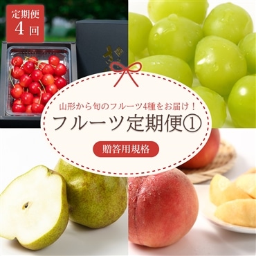 山形フルーツ定期便1（季節の4商品：さくらんぼ、白桃、シャインマスカット、洋梨）5倍マイルアップ「アンスリーファーム」
