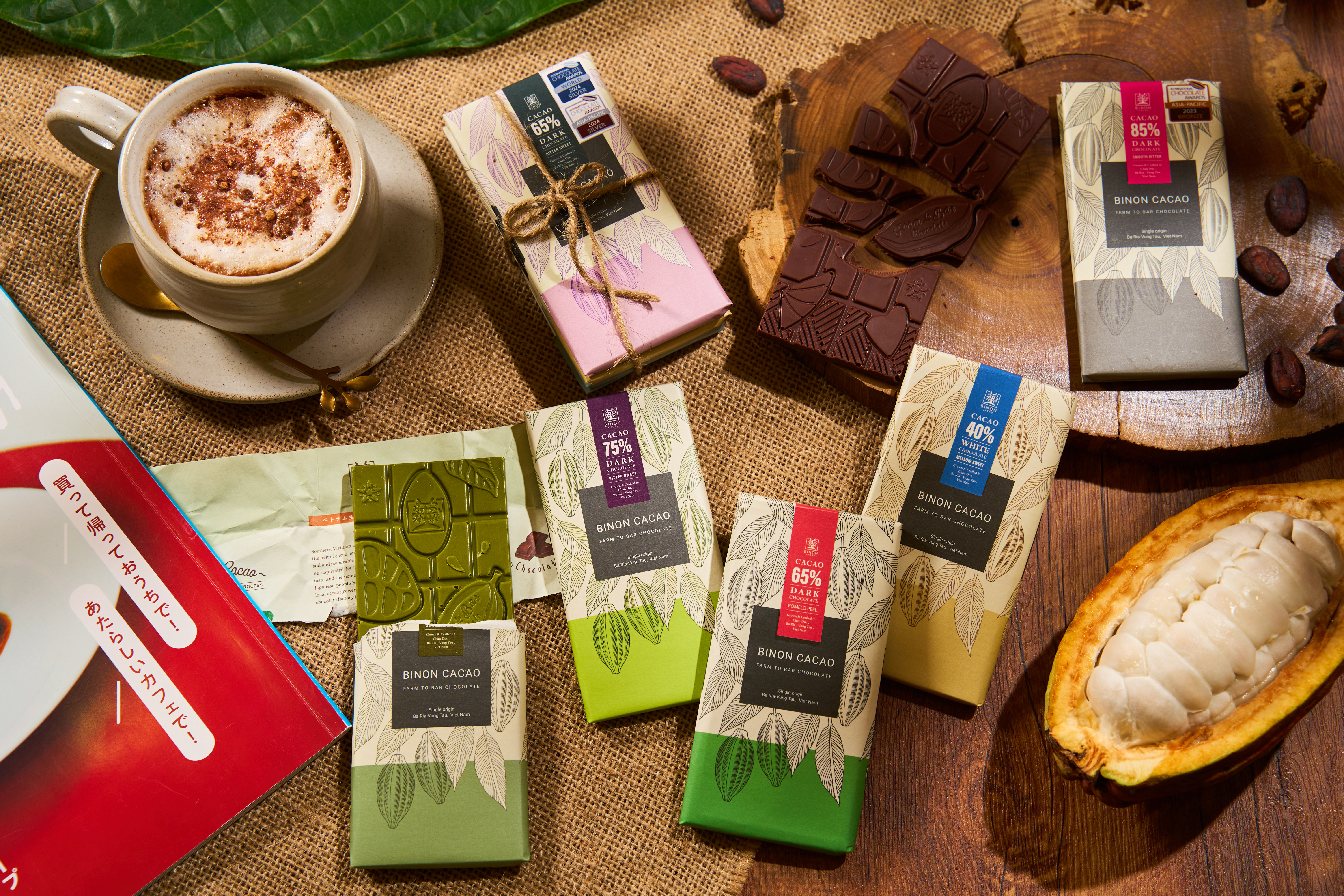 「送料無料」ビノンカカオ　タブレットチョコレート　65% ダーク　高カカオ　ベトナムカカオのビーントゥバーチョコレート[合同会社OCトレーディング]