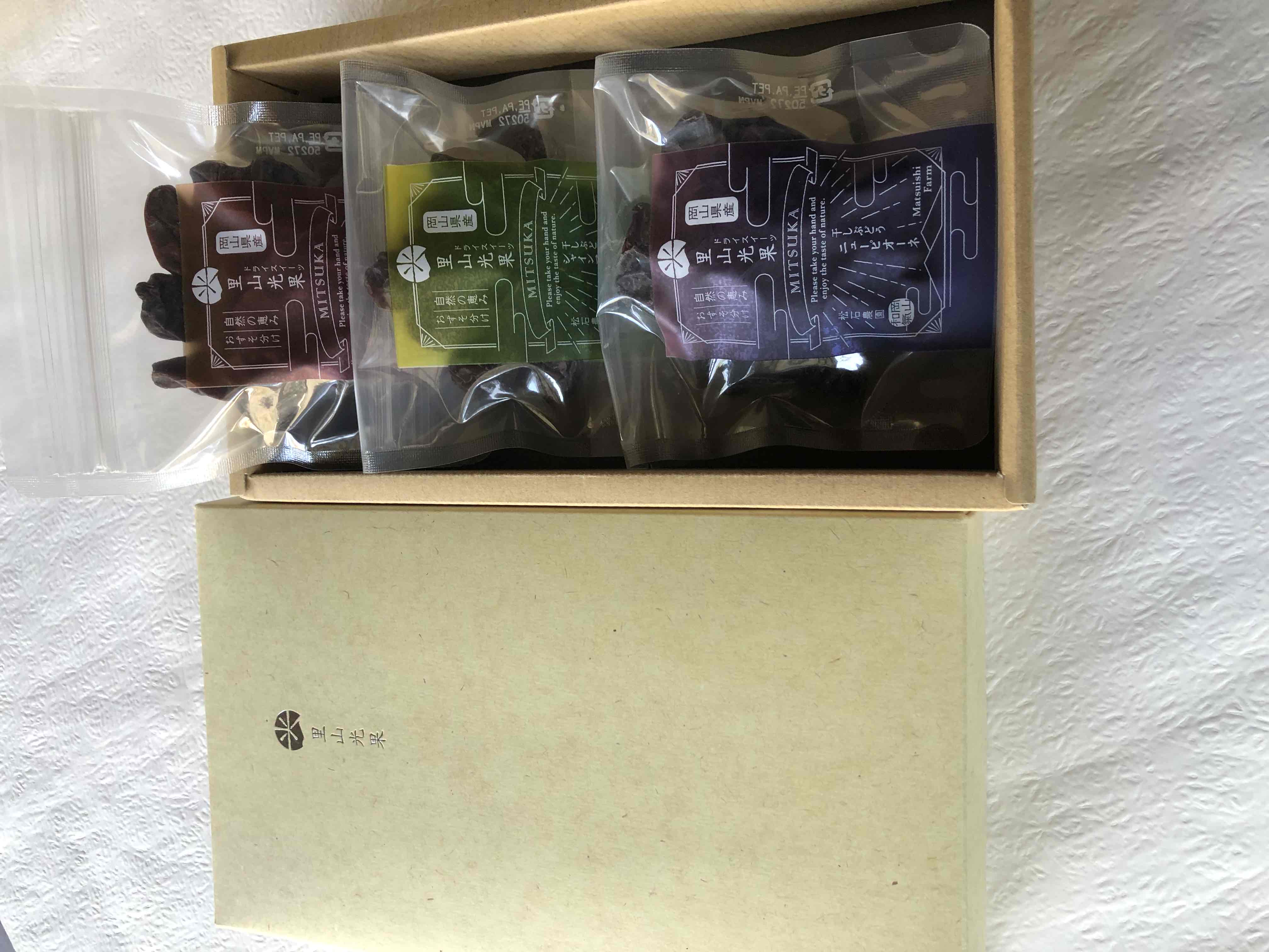 干しぶどう ギフトセット 単品3種各1袋入り(ﾋﾟｵｰﾈ、安芸ｸｲｰﾝ、ｼｬｲﾝﾏｽｶｯﾄ)  岡山県産［松石農園］