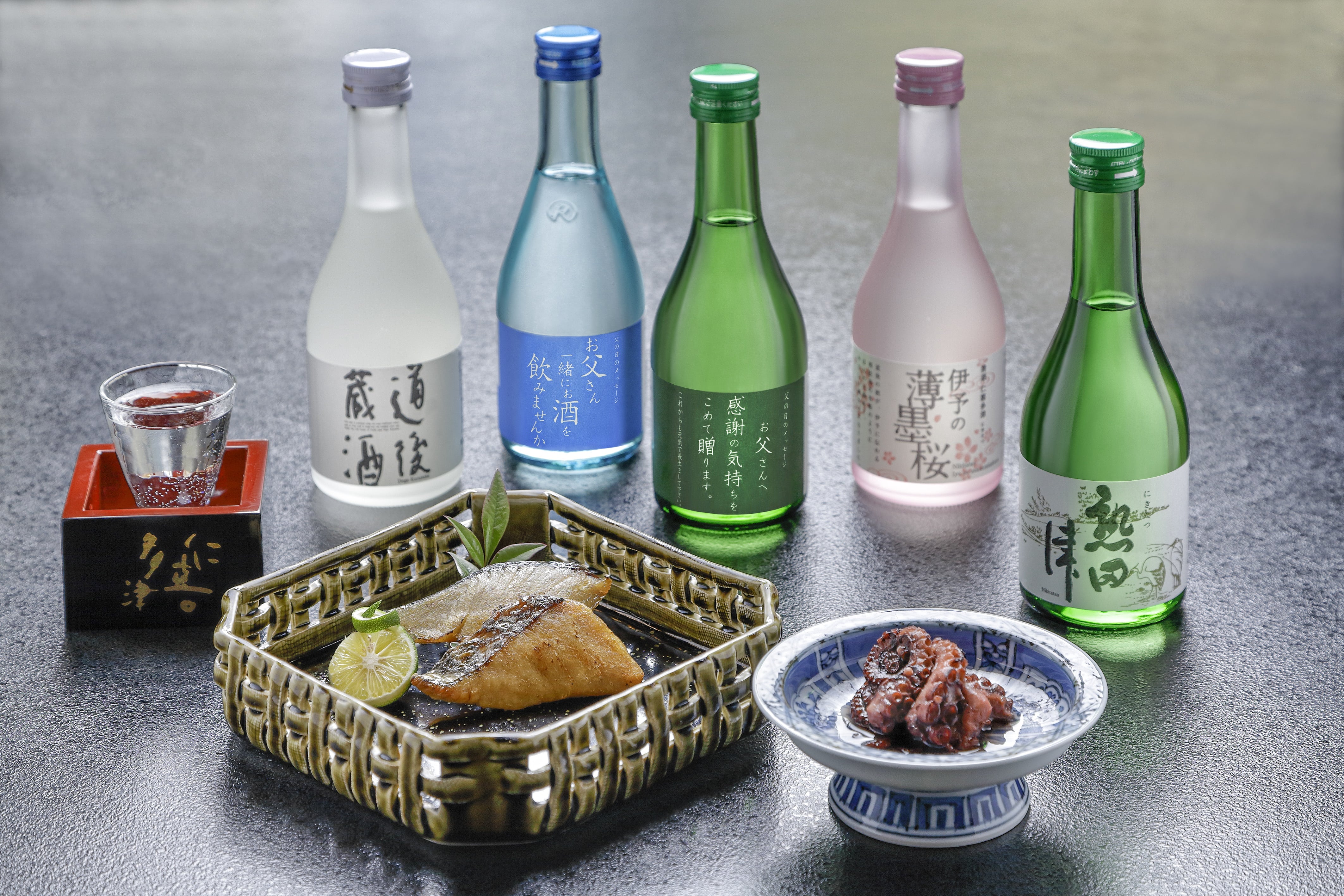 父の日専用ギフト「6月15日（月）～6月23日（火）の間にお届け」道後地酒と瀬戸内おつまみセット（父の日ラベル）DSSK-F［水口酒造株式会社］