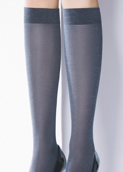 保温性・通気性・吸湿性に優れたコットン混ハイソックス ネイビー BLU NAVY フリーサイズ(約:22.5-25.0㎝)