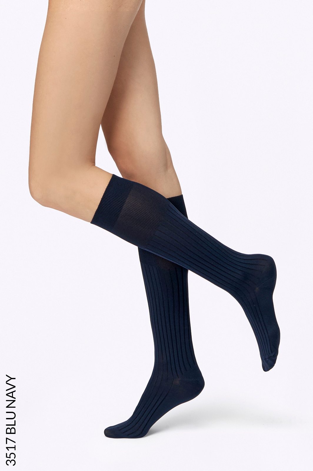 ベルベットタッチのリブハイソックス ダークブラウン フリーサイズ(約:22.5-24.5㎝)