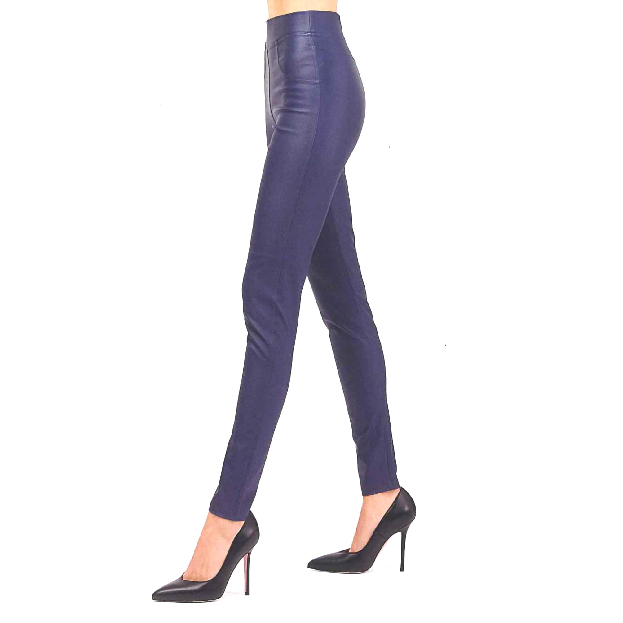 エコレザーのレギンスパンツ ブラック SM