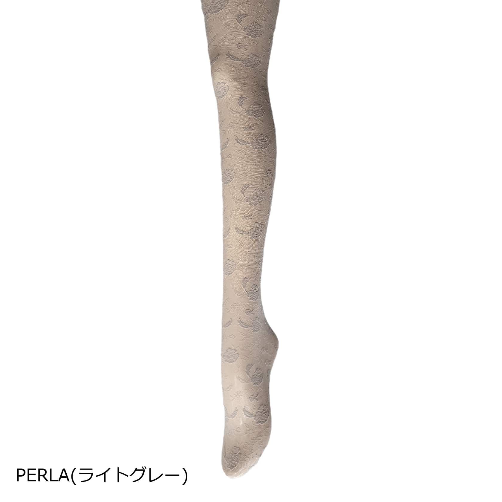上質な履き心地を求める方に…ラグジュアリーなフラワージャガードストッキング ベージュ M