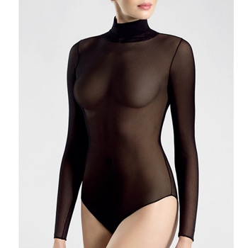 透明感のあるチュールハイネックボディスーツ