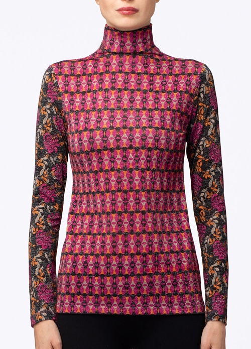 フラワー×幾何学のラメプリントプルオーバー