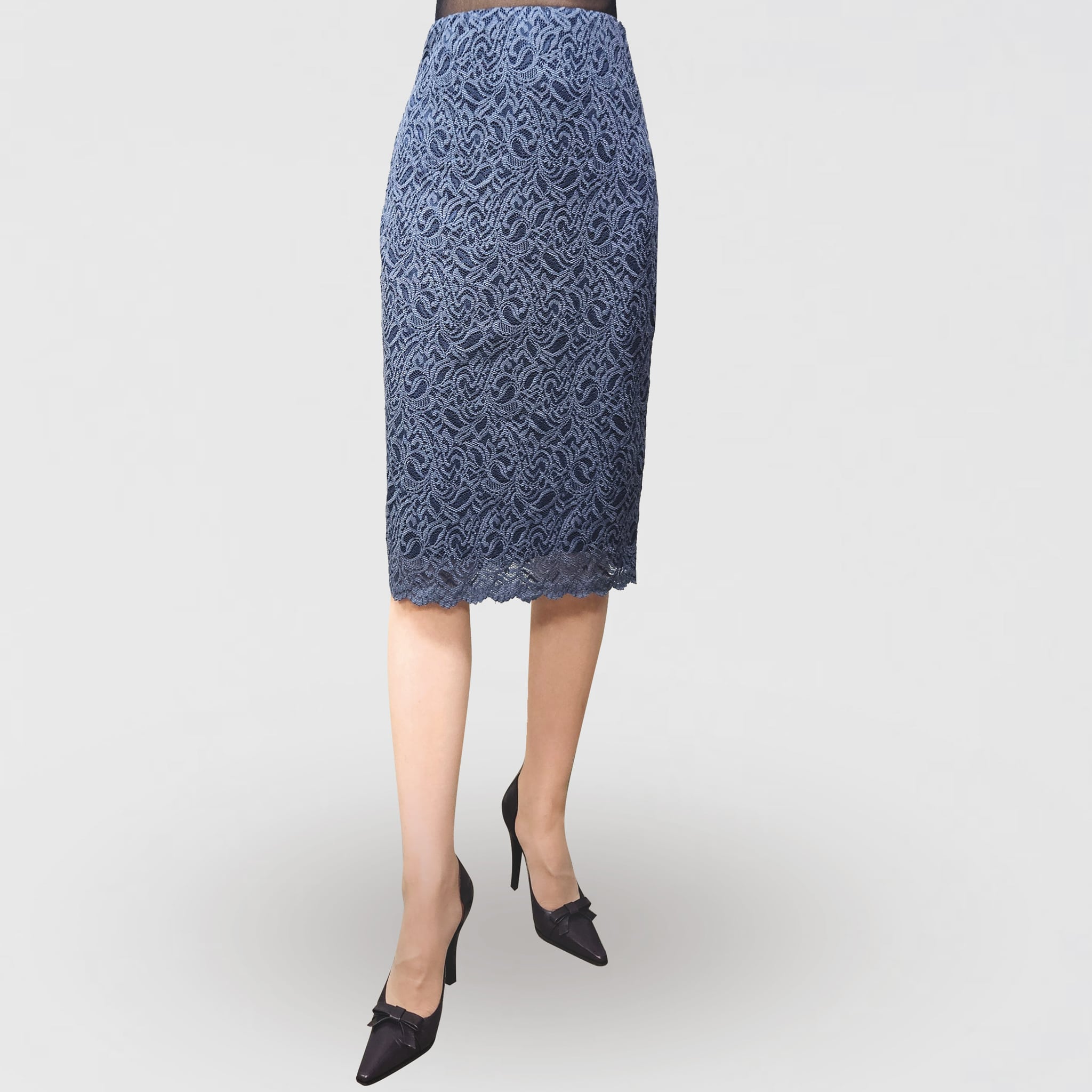 ウエストゴムのエレガントなオプラレーススカート